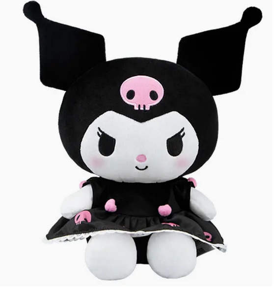 New Sanrio Kuromi Chromi Fluffy Black Pink Sitting Skirt Cute Plush LARGE Toy