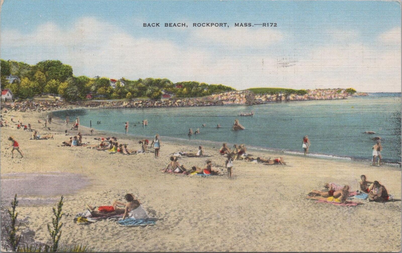 Postcard Back Beach Rockport MA 1951