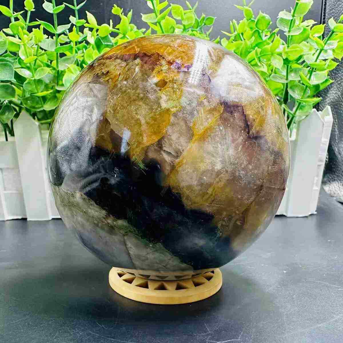 1595g Natural Fluorite Quartz Sphere Crystal Energy Ball Reiki Healing Gem