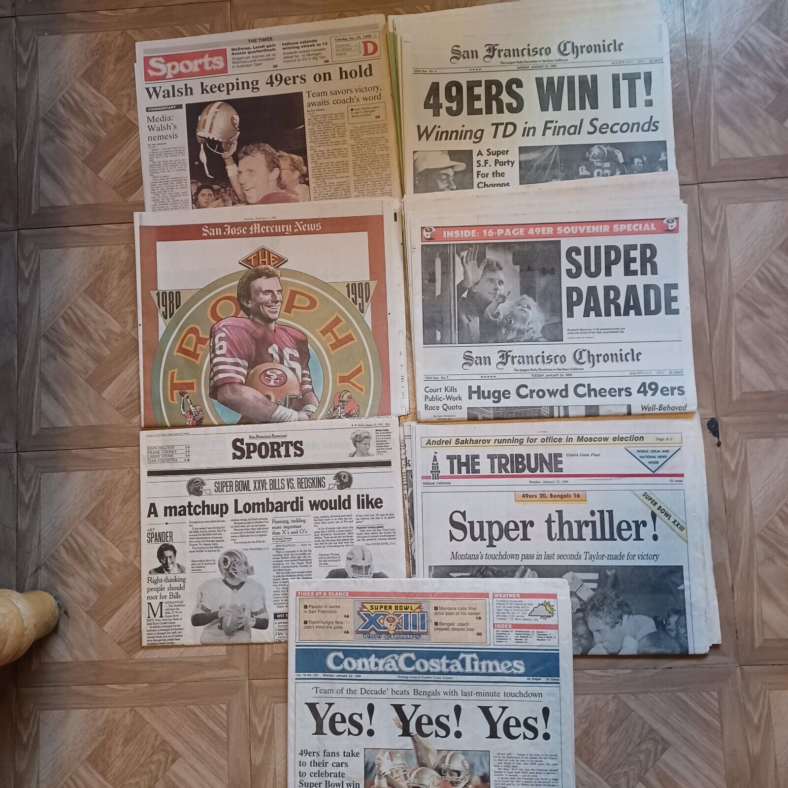Vintage Newspapers Super Bowl (lot of 7)