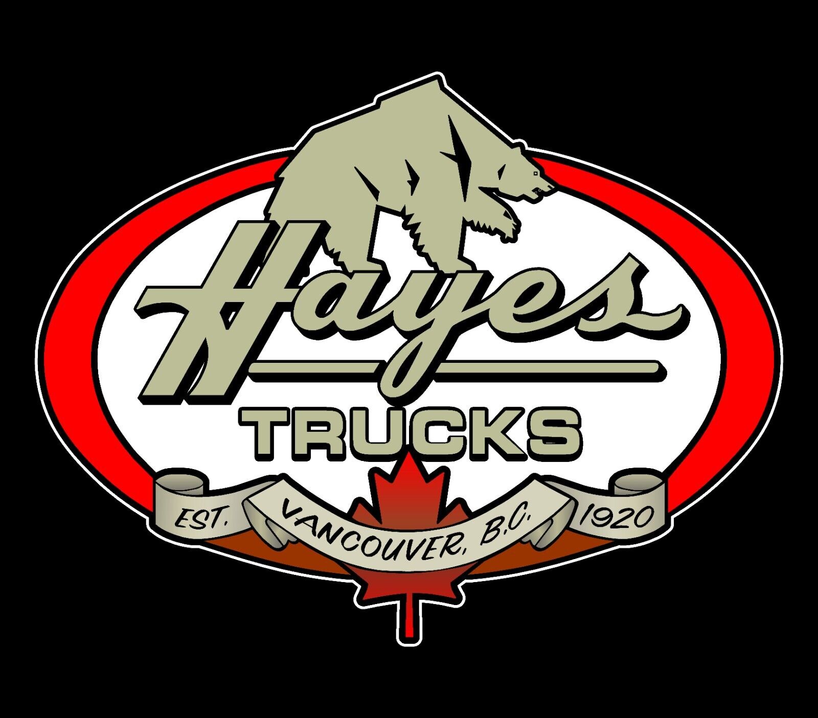 Hayes Truck Company Maple Leaf Vintage Historic Est. 1920 Redrawn Logo Decal