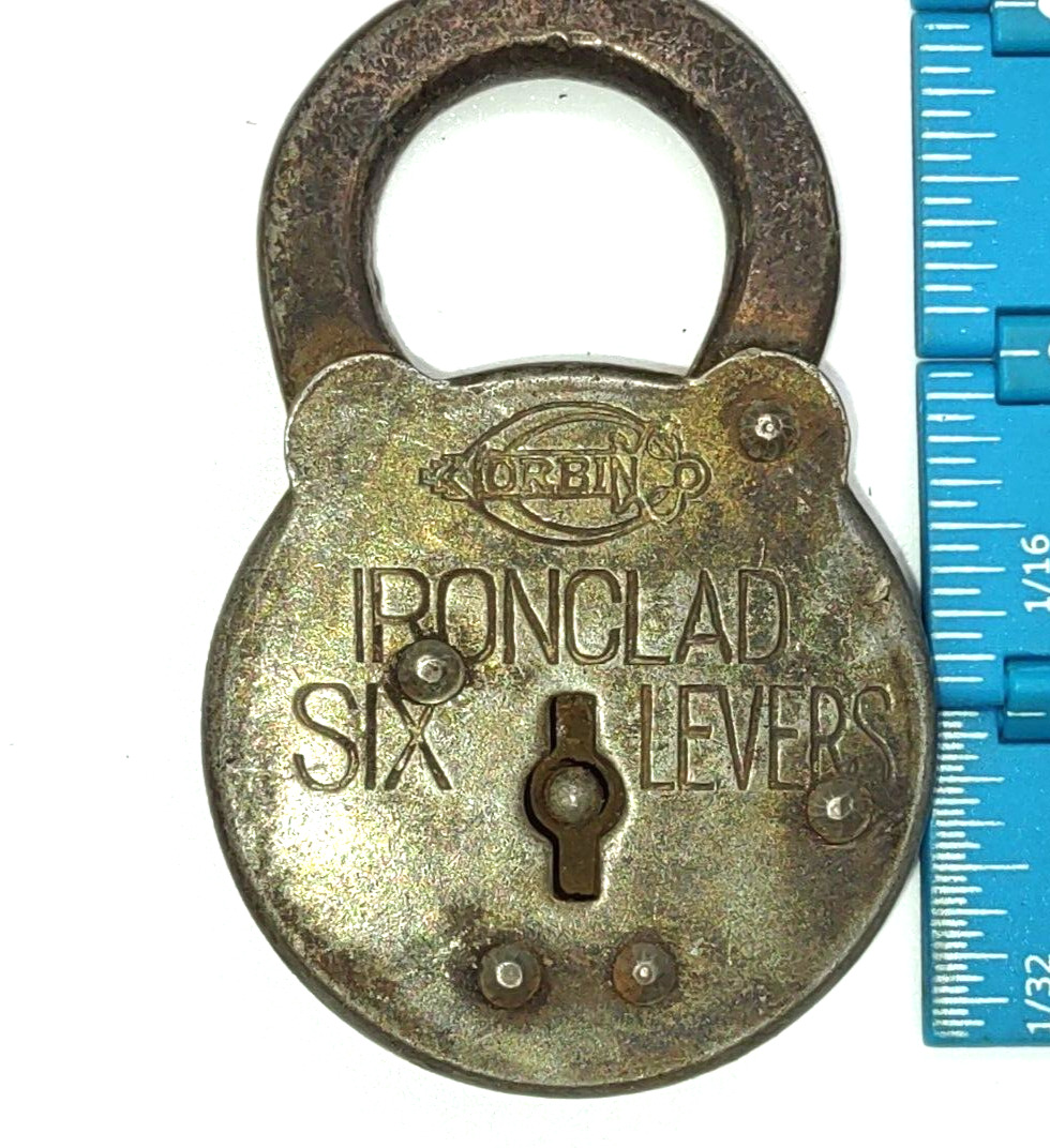 Antique Corbin Ironclad Six Lever Padlock, no key