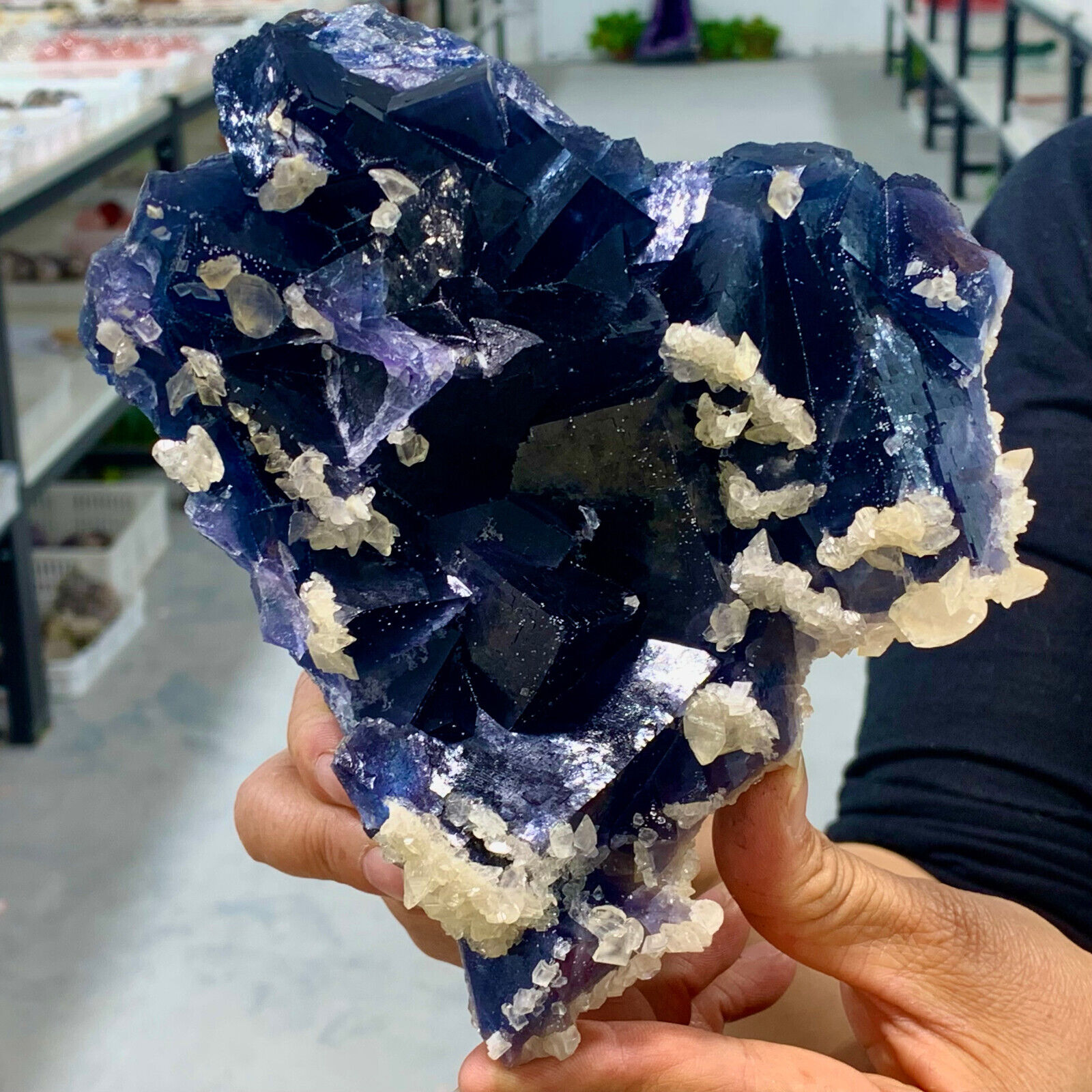 3.24LB  Rare transparent purple cubic fluorite mineral crystal sample/China