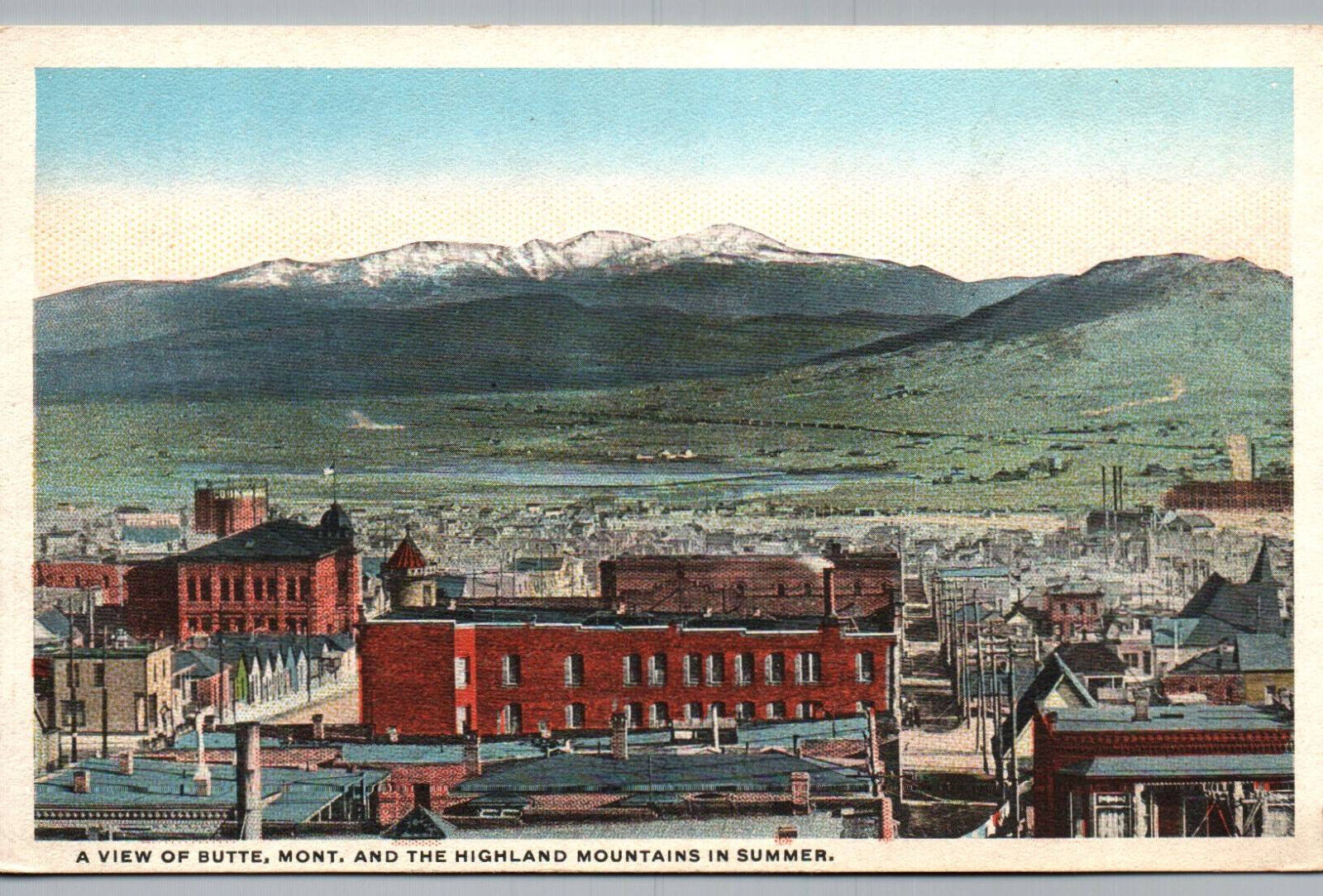 Butte Montana Postcard City View and Highland Mountains in Summer MT Mont