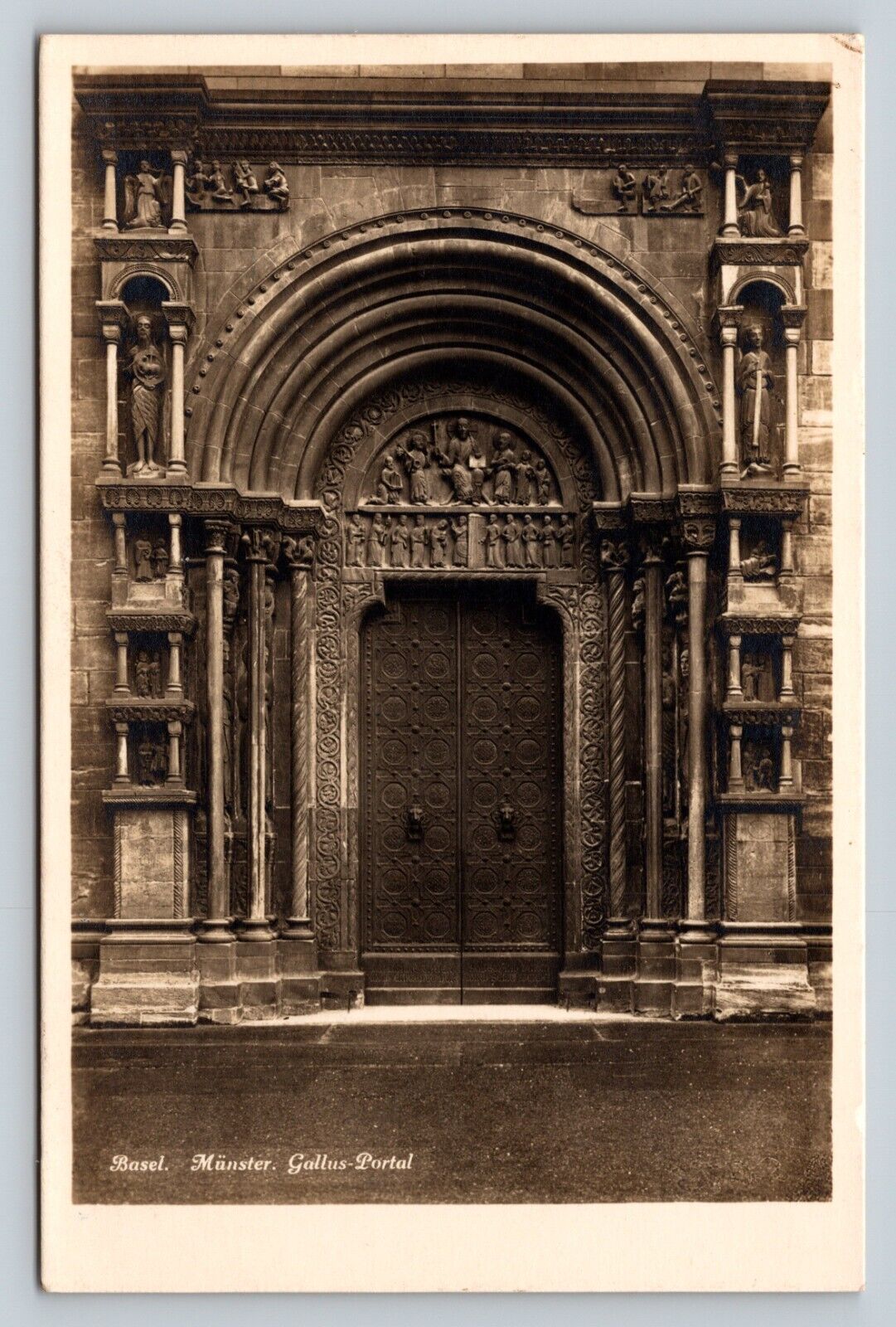 RPPC Romanesque Portal Basel Minster in Basel Switzerland VINTAGE Postcard