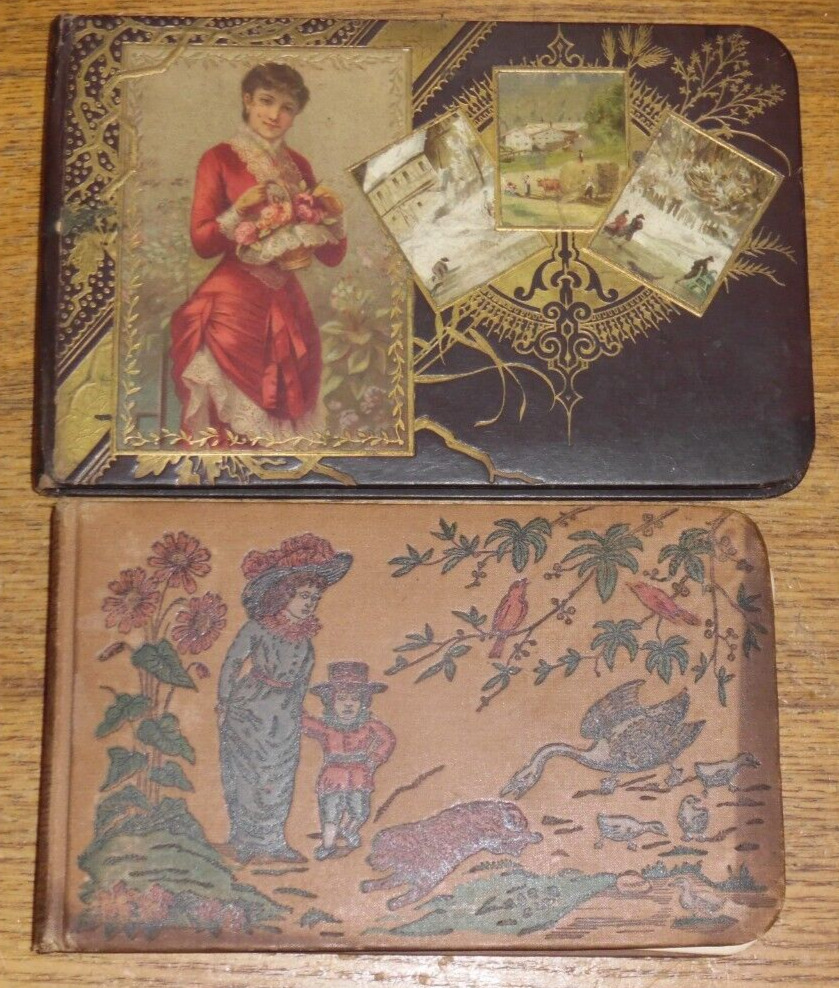 2 Antique 1880s School Autograph Books From Sisters - Alice & Anna Wollaston -PA
