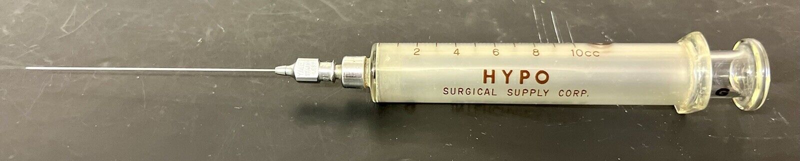 Vintage Hypo Surgical 10cc Glass Syringe w/ B-D Yale 22 Gauge Needle, 