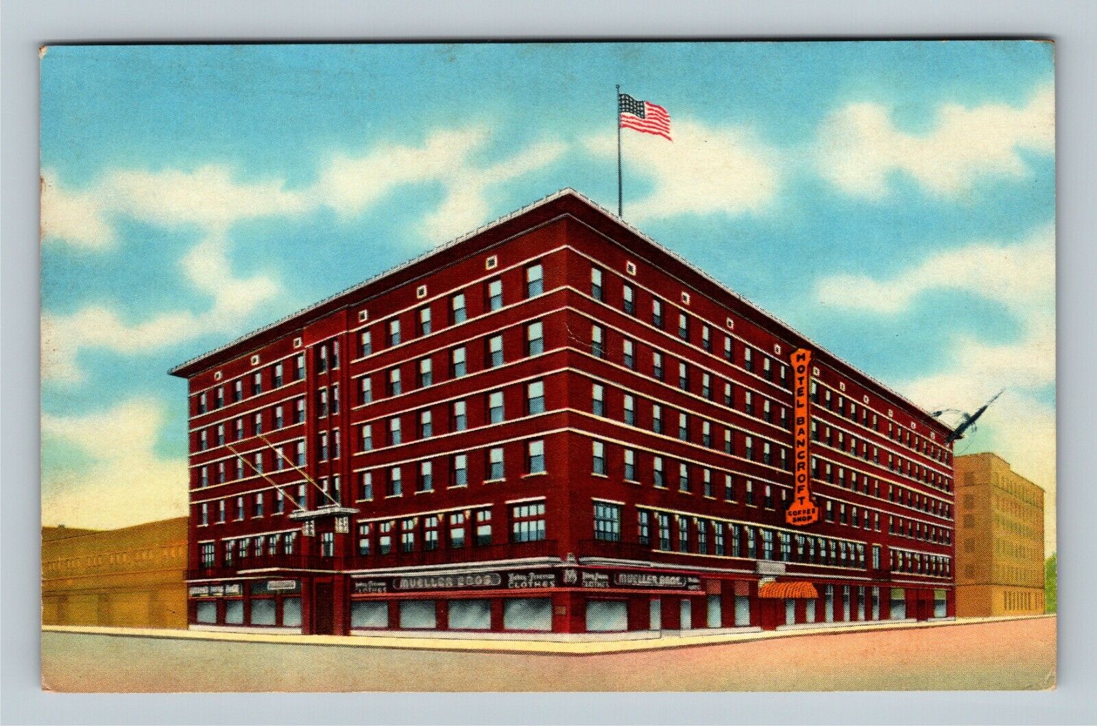 Saginaw MI, Historic Hotel Bancroft, Street View Michigan c1953 Vintage Postcard
