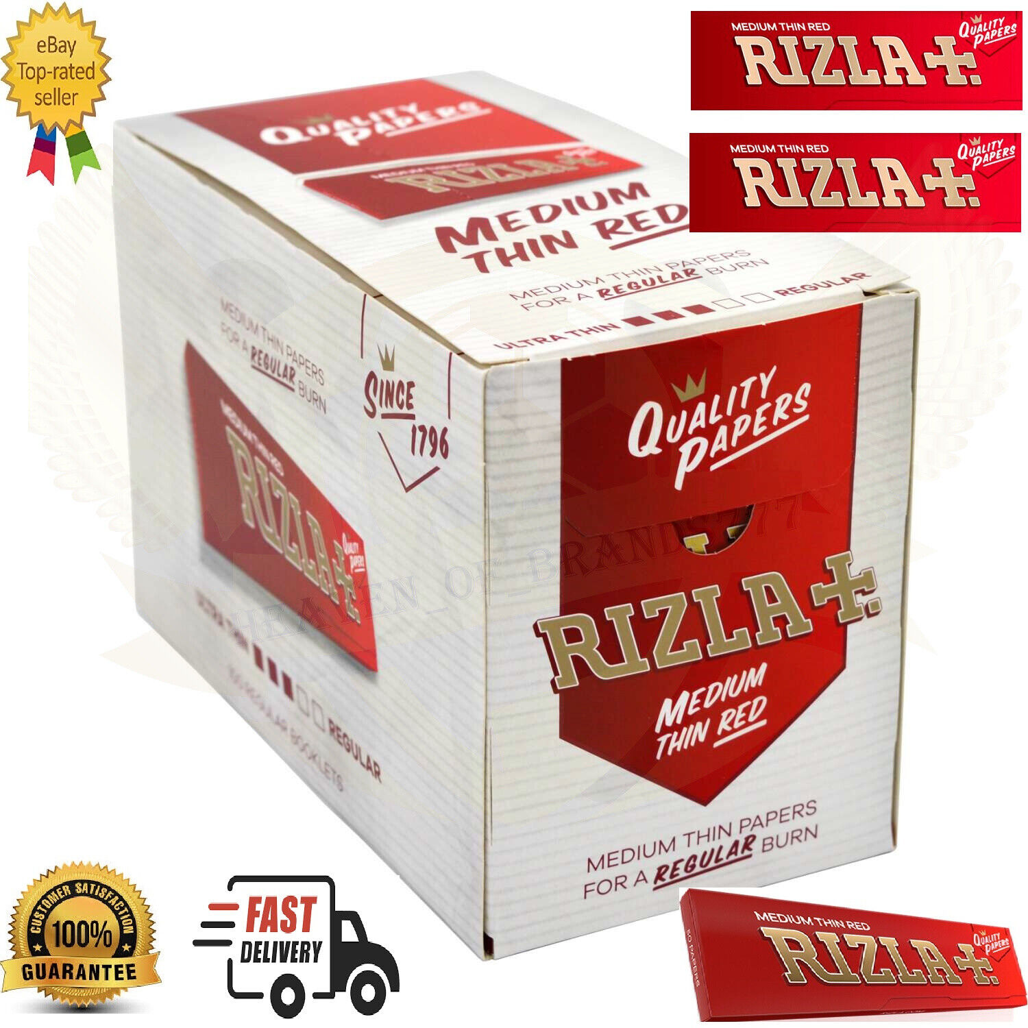 Rizla RED Regular Size Cigarette Rolling Papers 25 x Booklets - 1250 Leaves