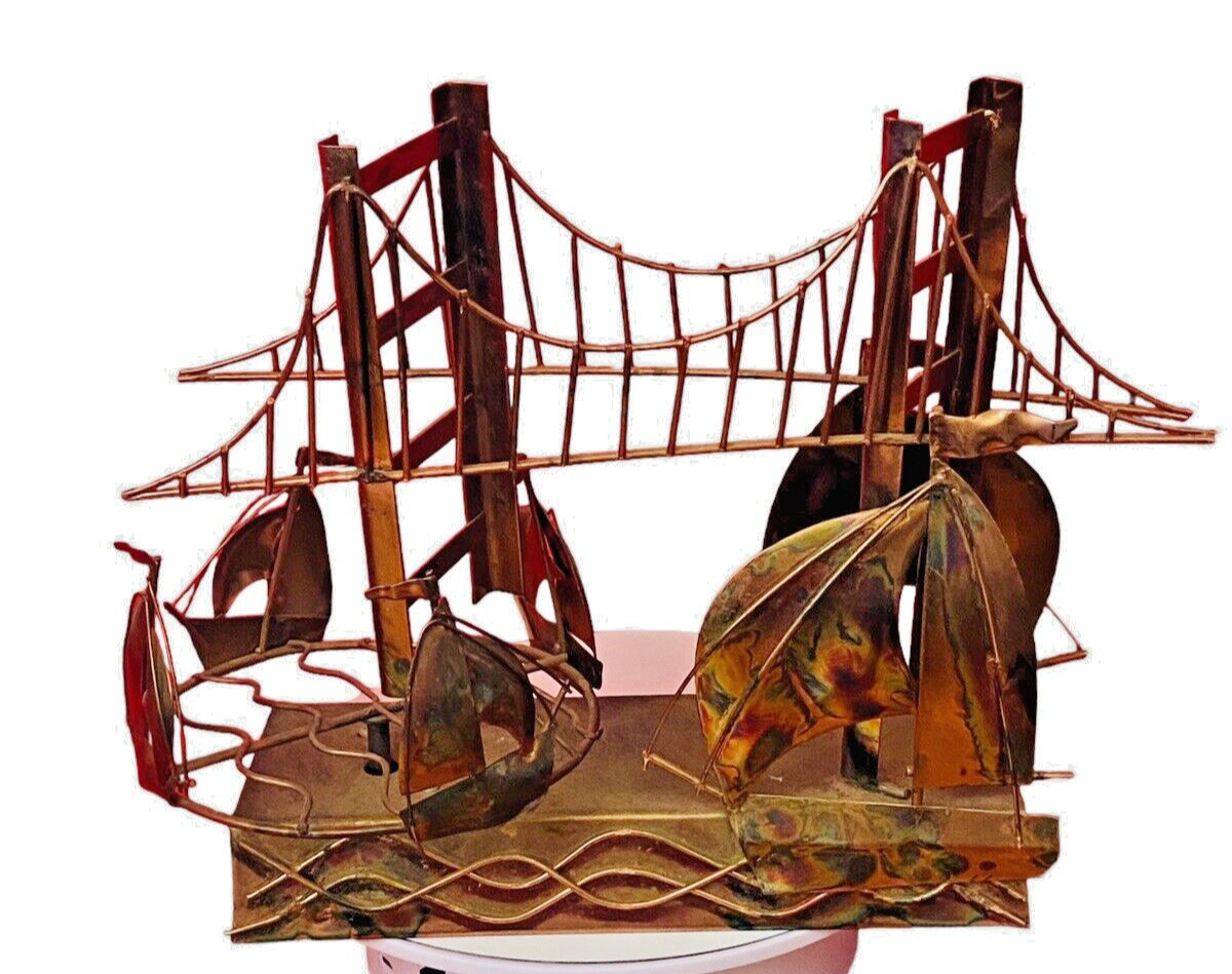 San Francisco Golden Gate Bridge  Metal Copper Music Box Plays Red Sails In The