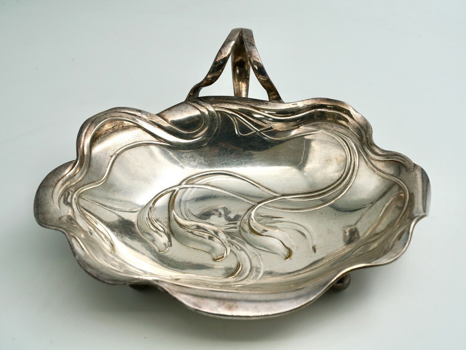 Fantastic Antique Elegant Art Nouveau Silverplate Metal Dish