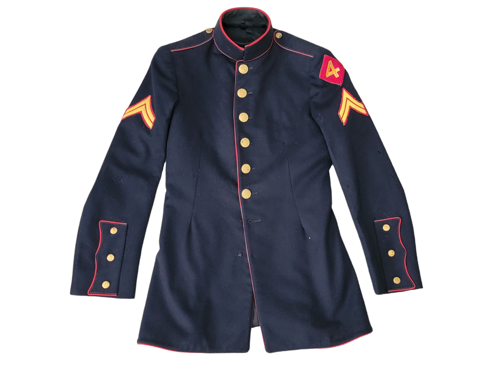 Vintage WWII US Marine 4th Division Dress Blues Uniform Tunic Wool Jacket Coat