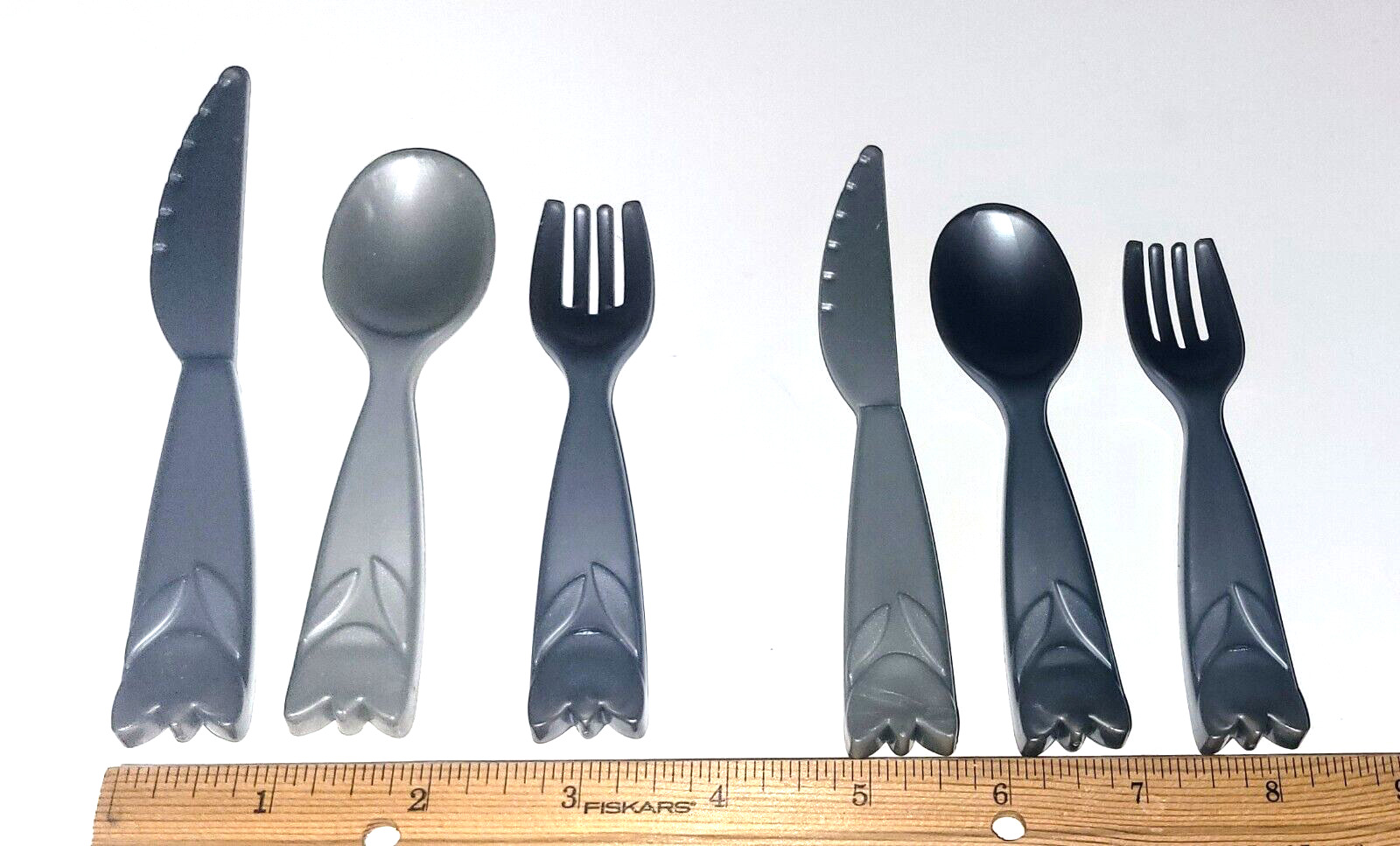RARE~ Mattel Fisher Price Pretend Utensils Tulip Silver/Gray Forks Knifes Spoons