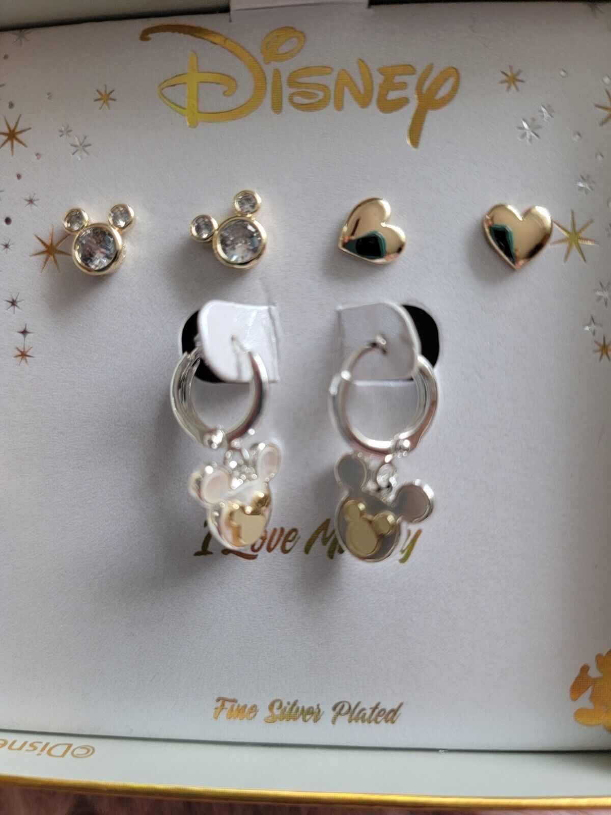 Disney 3 Pairs Silver Plated Earrings