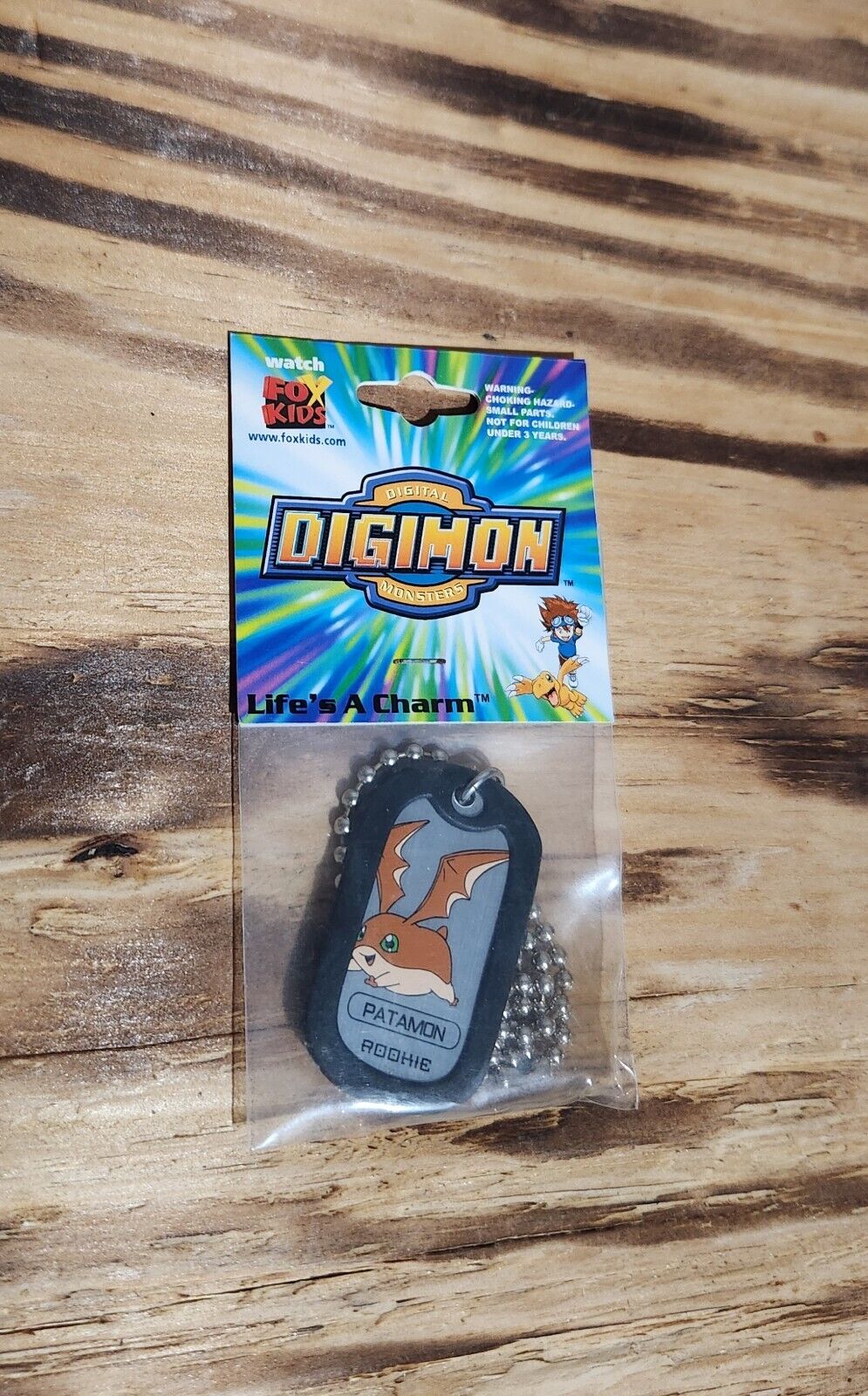 Digimon Patamon Rookie Lifes a Charm Dog Tag Clip Vintage Sealed 2000  New