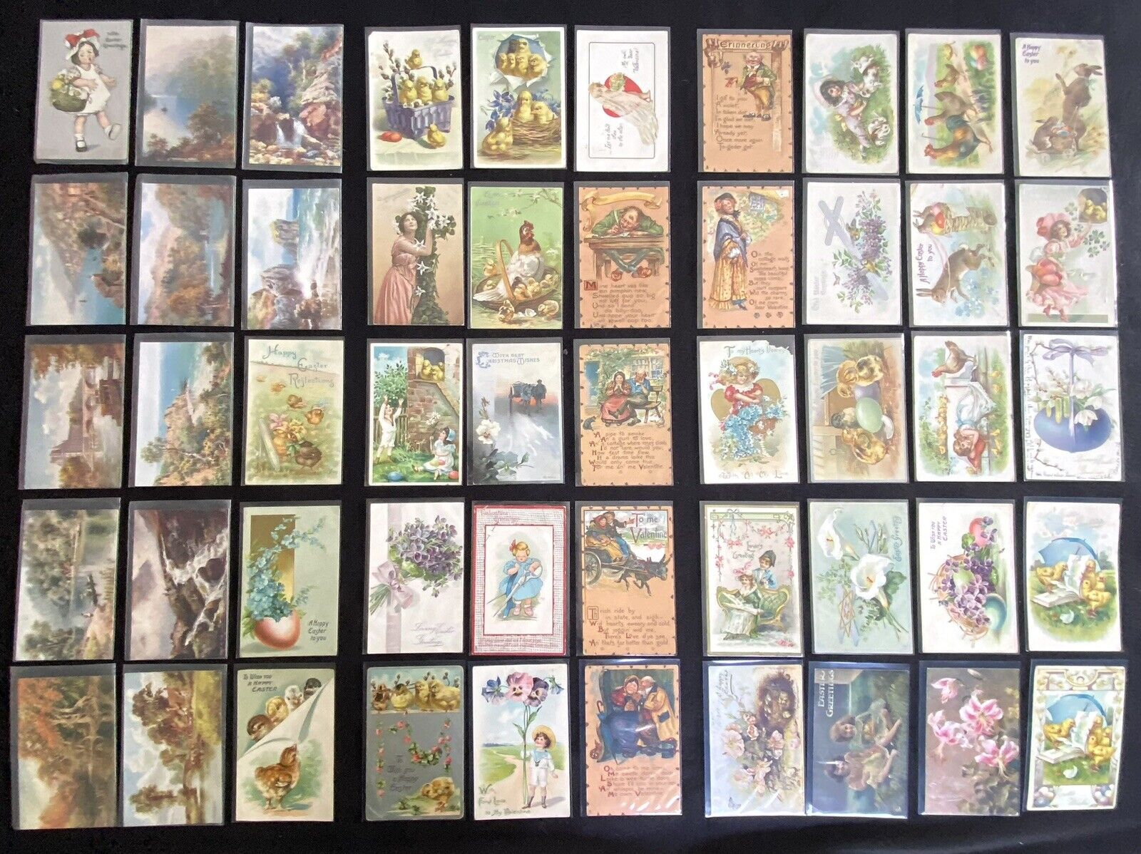 Vintage Tuck’s Greeting Postcards 50-card lot F/VG/EX/EX+ Huge Variety Pics