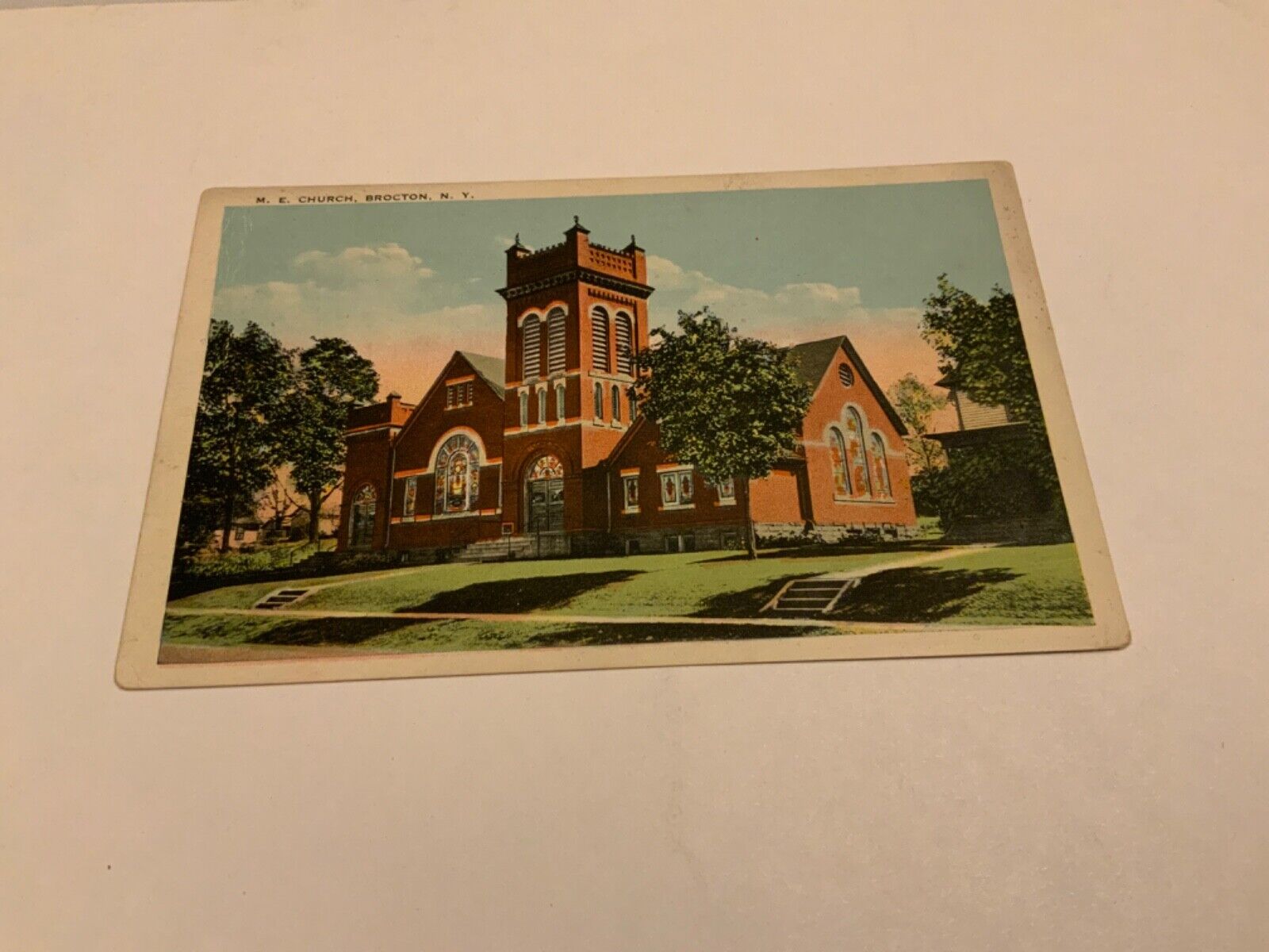 Brocton, N.Y. ~ M. E. Church - 1937 Vintage Postcard