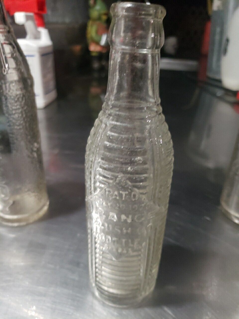 Antique 1920s Orange Crush Soda Clear Glass Bottle
