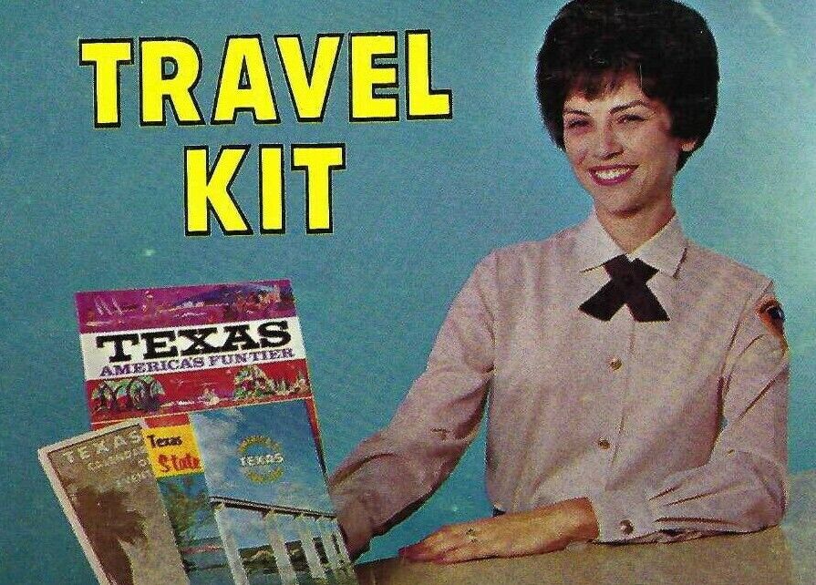 CL-018 TX Austin Texas Travel Kit Chrome Postcard Woman 1960\'s Style Brunette