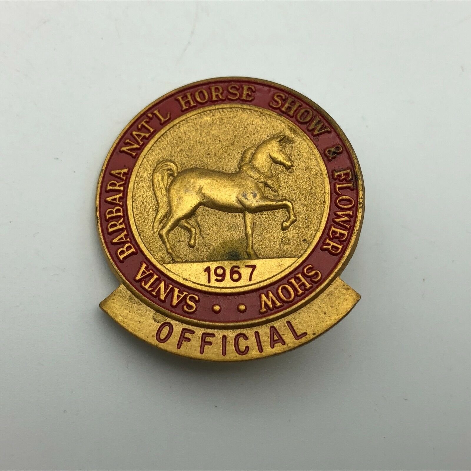 National Horse + Flower Show Badge Official Pin Vintage Rare 1967 Santa Barbara