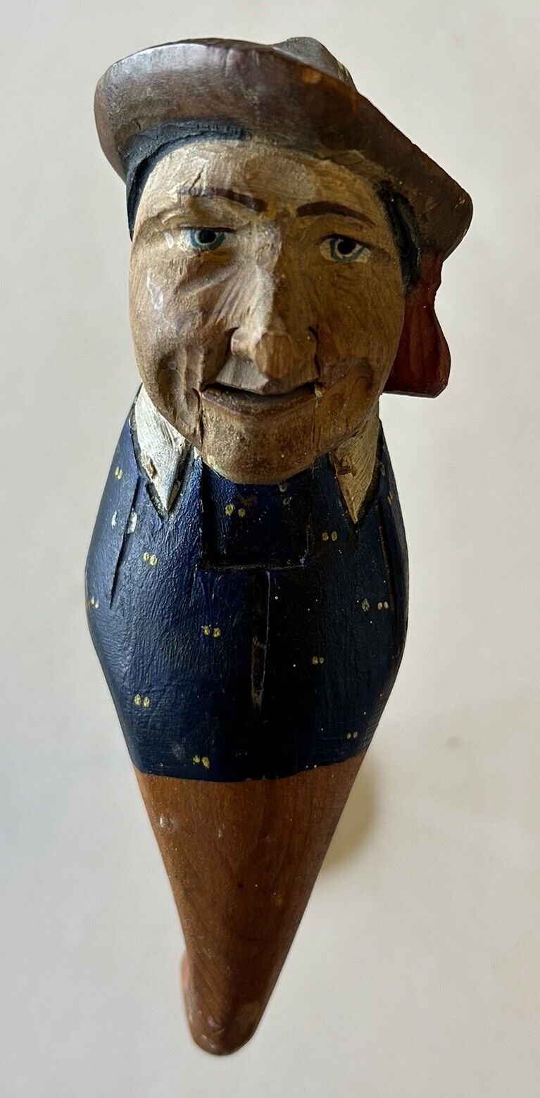 Antique Eastern European Folk Art Hand Carved Wooden 7.5” Nutcracker Figurine