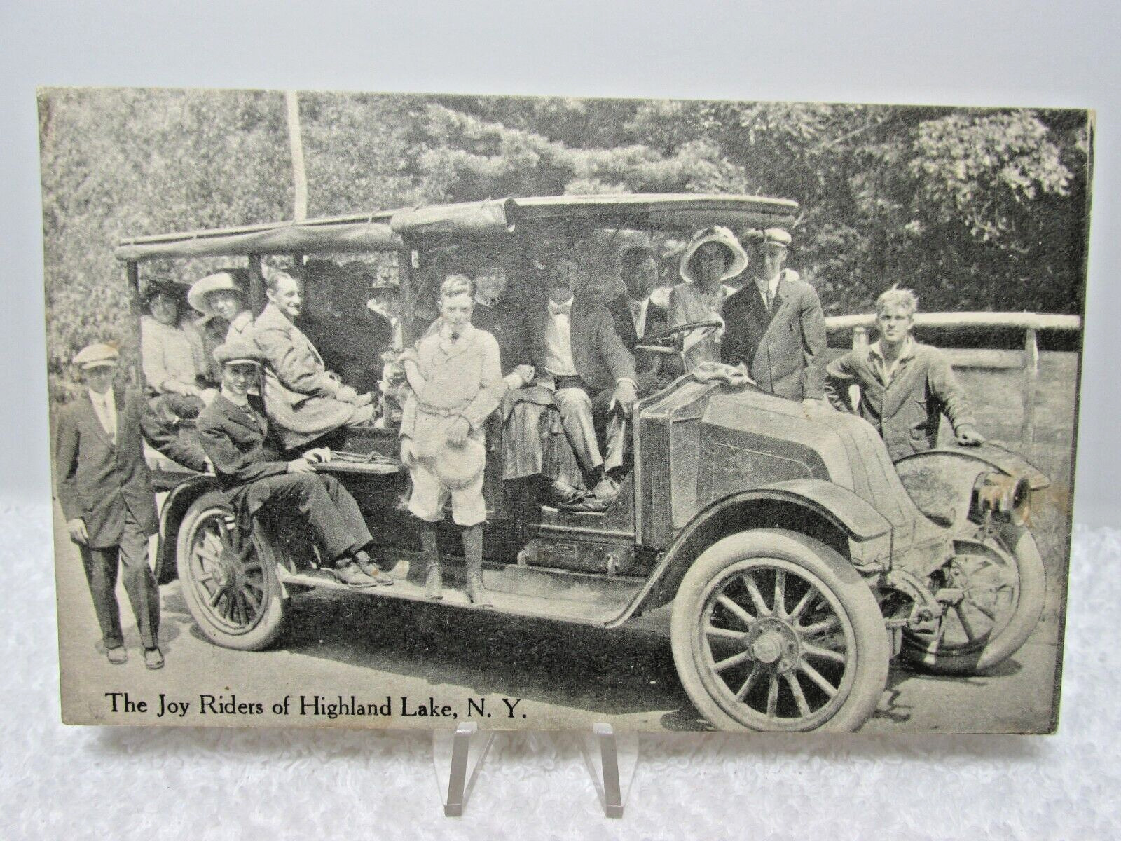 Vintage Bus Joy Riders Of Highland Lake N Y 1915 Highland Lake Casino Postcard