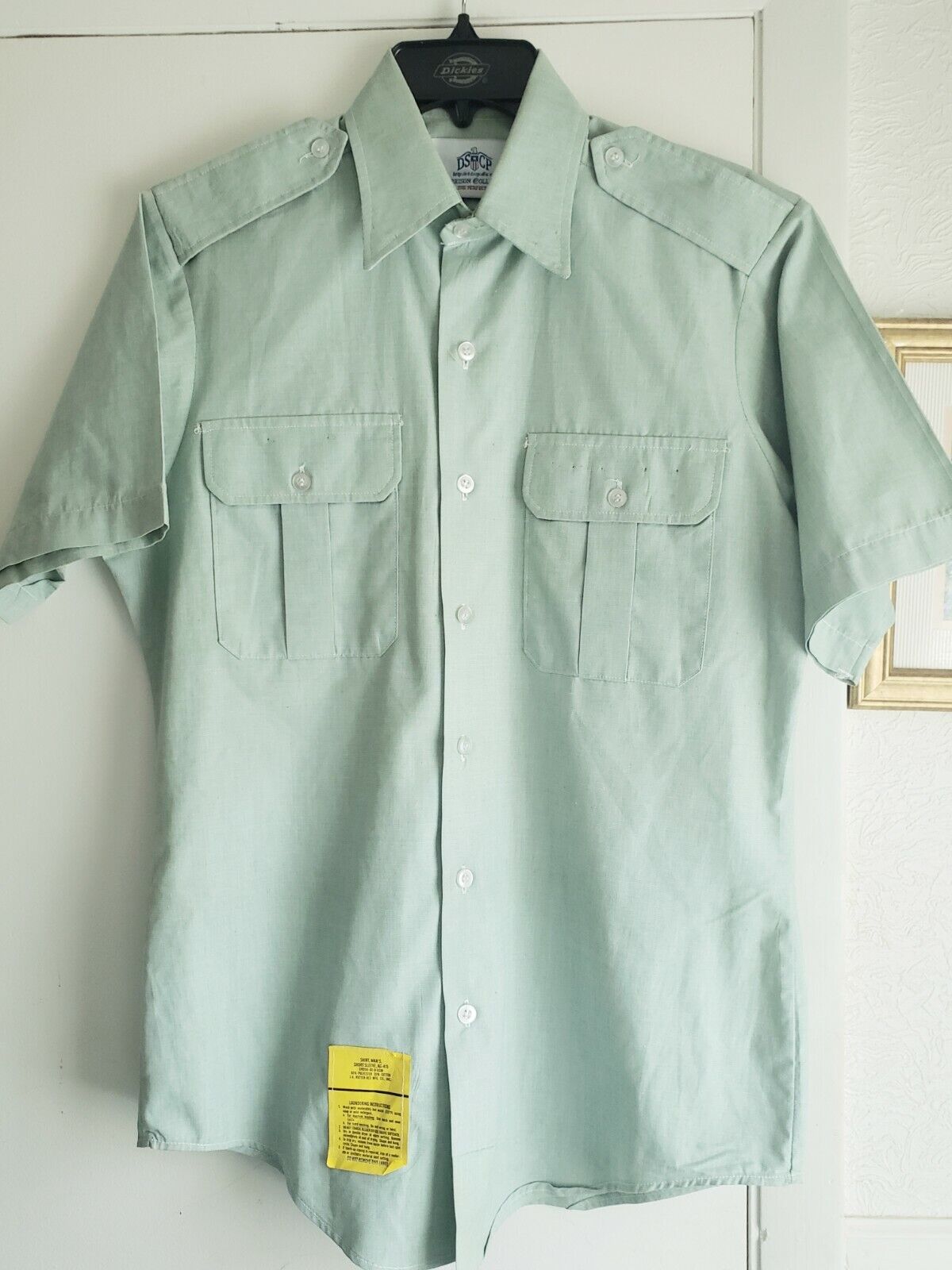 75% OFF NEW   SHORT SLEEVE Men\'s 15 Green 2 Pocket Poly/Cotton Shirt