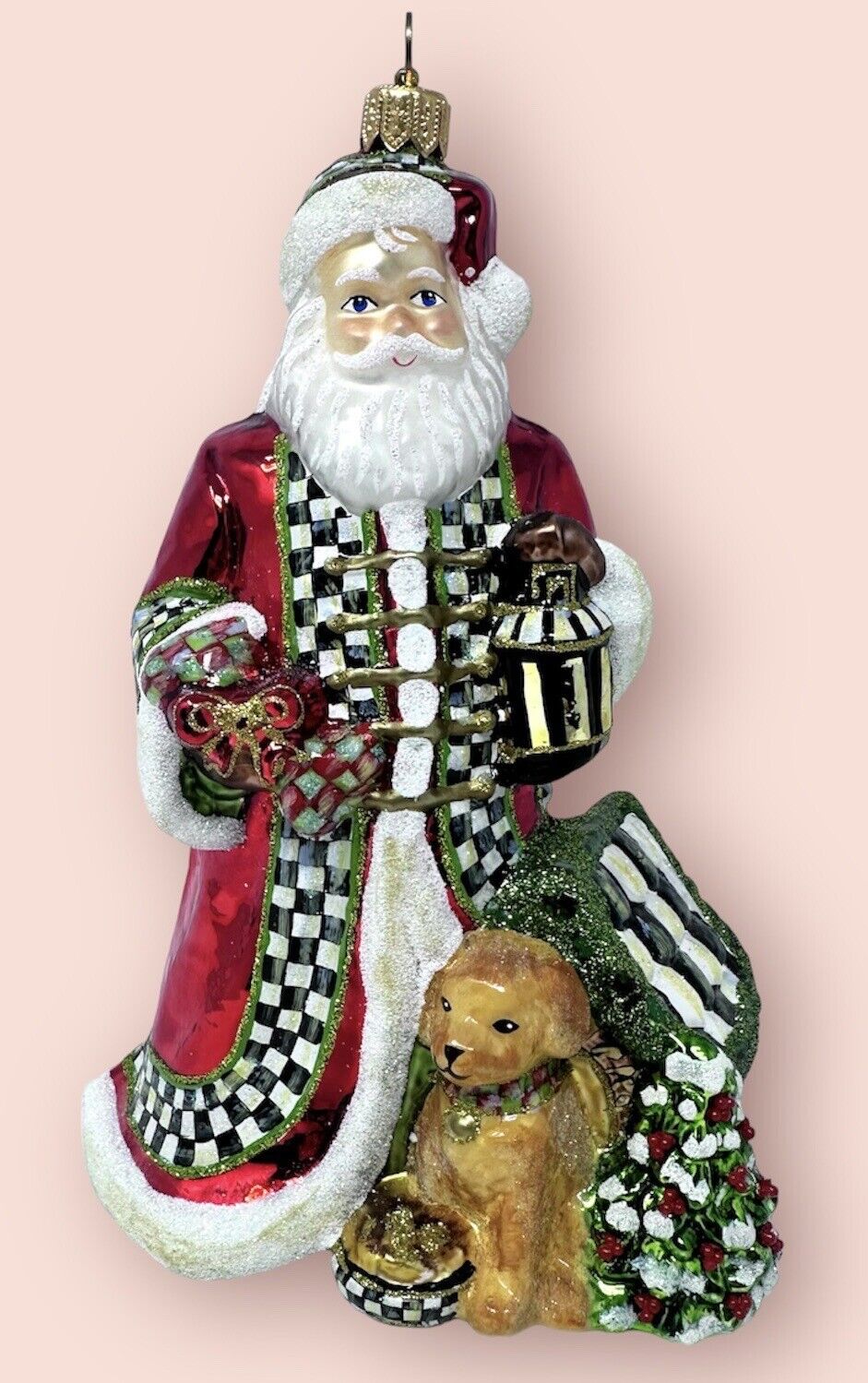 RARE MacKenzie-Childs Santa Dog & Dog House Ornament New No Box Lab Retriever
