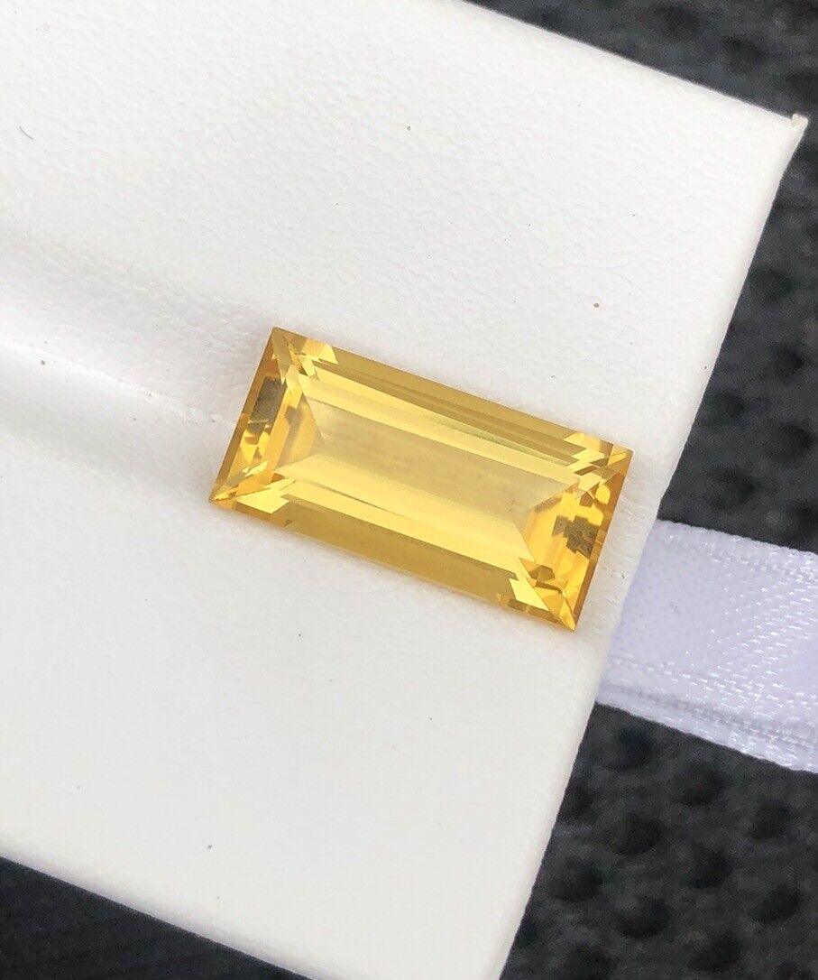 Beautiful FACETED cutting Long Emerald Shape Citrine Piece Ready For Ring 💍