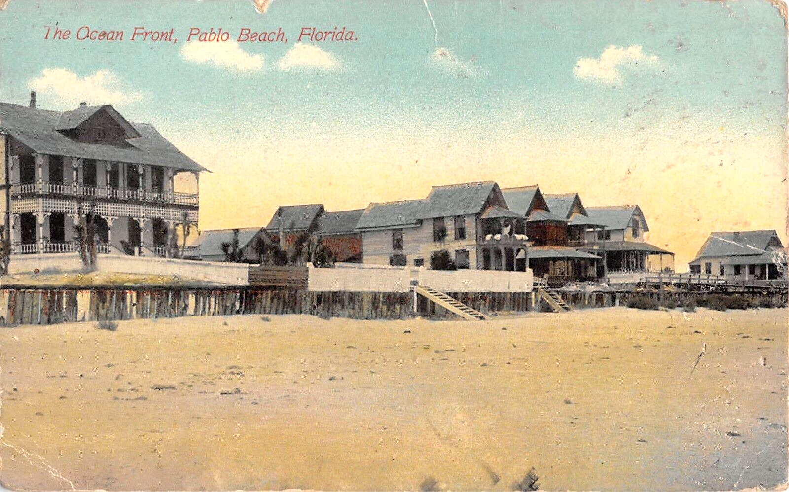 1911 Ocean Front Cottages Pablo Beach FL post card