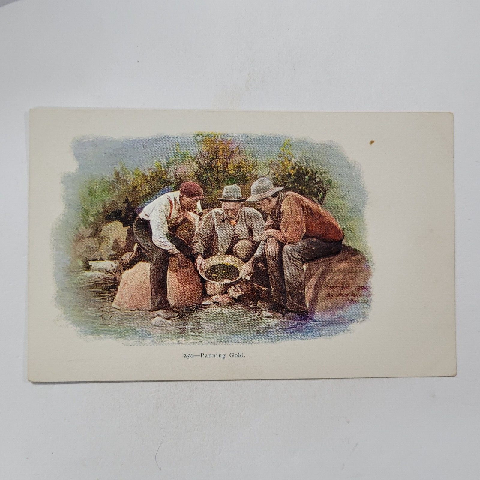 Panning Gold Rush Early Antique Embossed Postcard Vintage