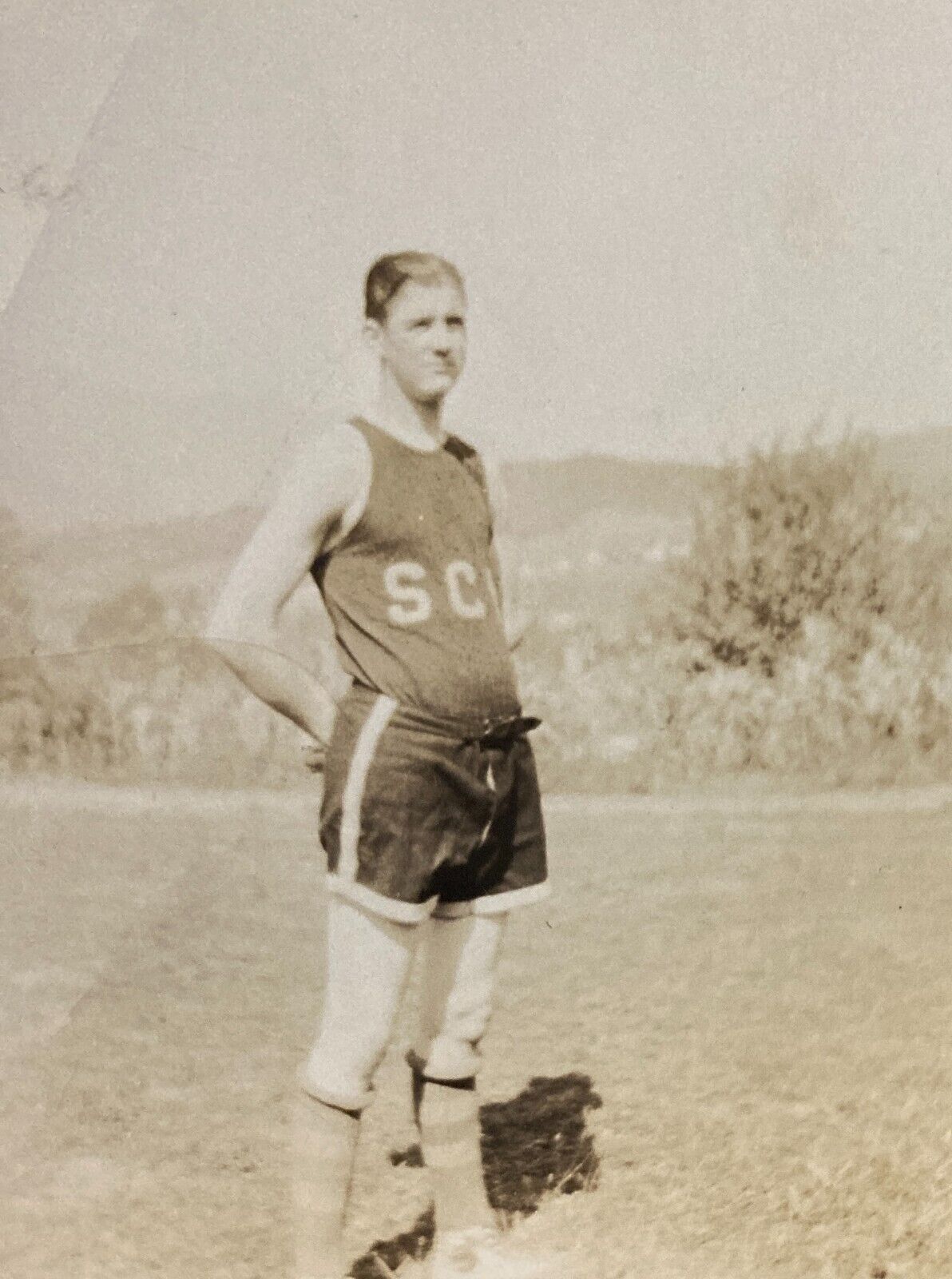 Antique 1920s Photo Handsome Young Man Athlete Runner Track Sports
