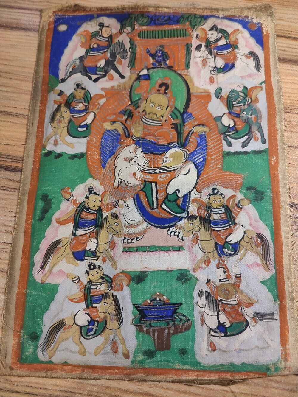 Tibet 1800s Old Antique Buddhist Tsakli Tsaklis Mammon Thangka Tangka Dhanada