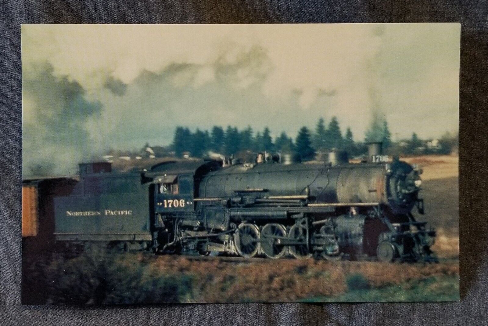 LMH Postcard 1940s NORTHERN PACIFIC Freight 2-8-2 NP #1706 Mikado Mike Highball