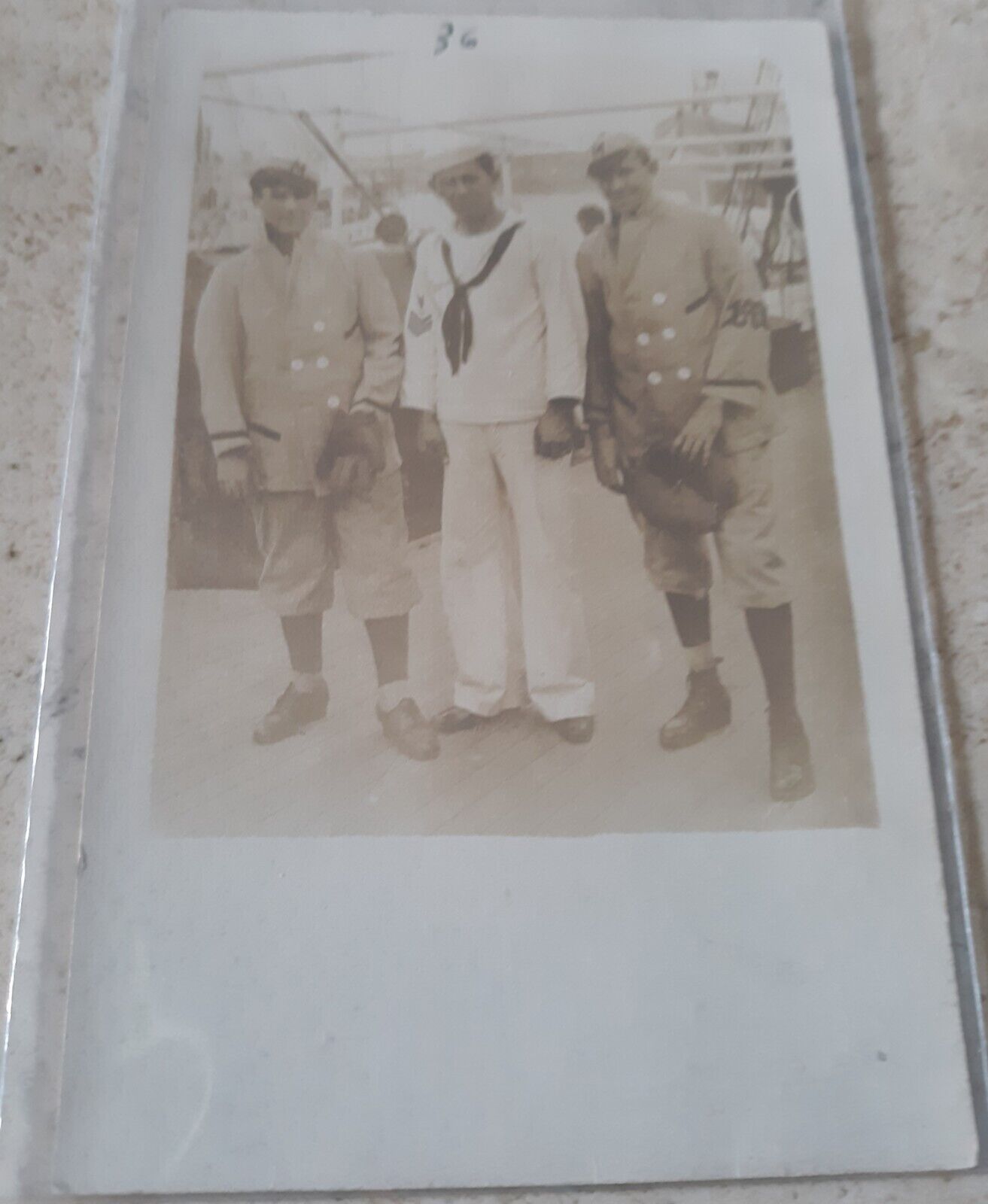 *Very Scarce* Vintage Rppc Navy Sailor  Baseball Players Postcard Gloves Uniform