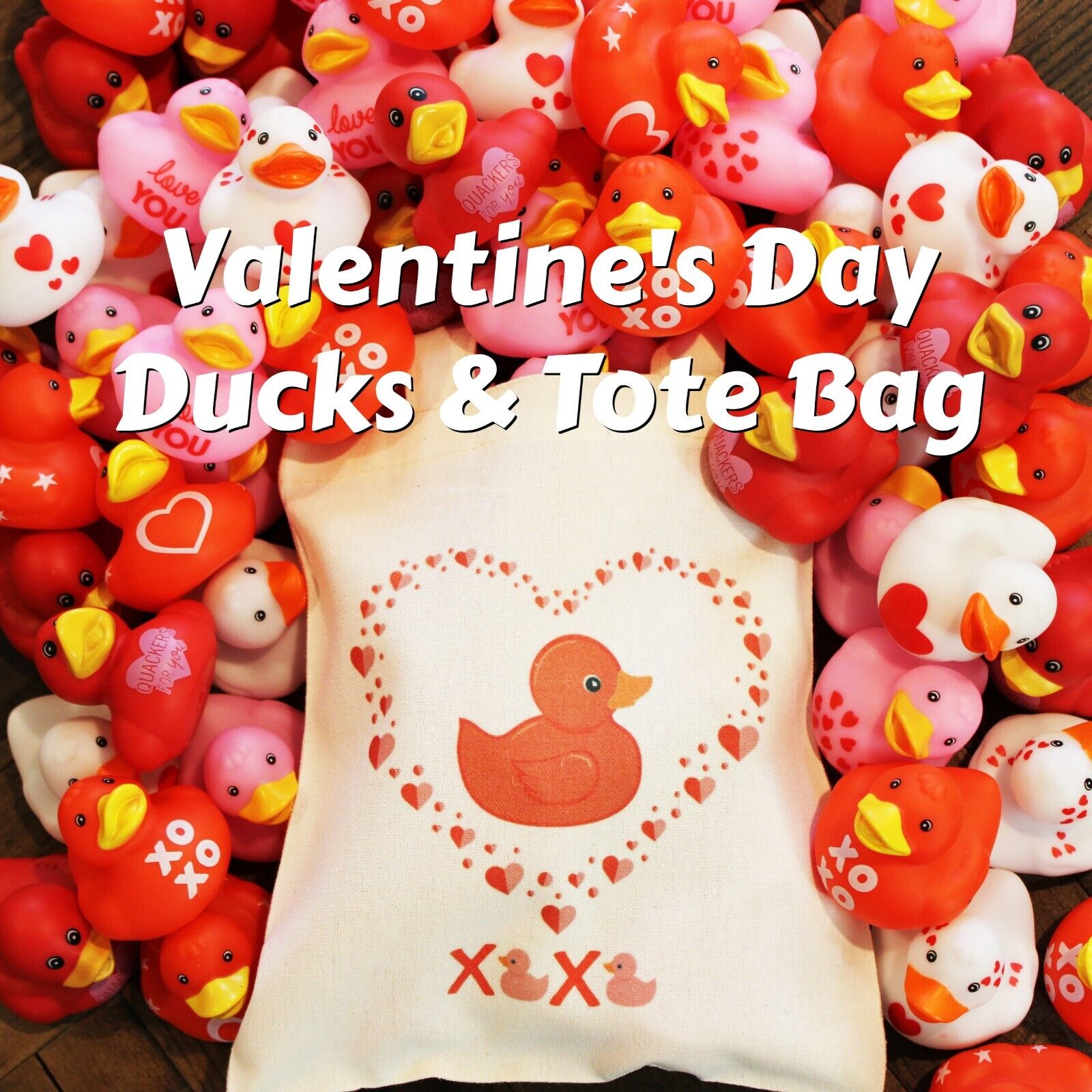 Valentine's Day Rubber Ducks & Tote Bag | Gift for Jeep Lovers | DuckDuckJeep