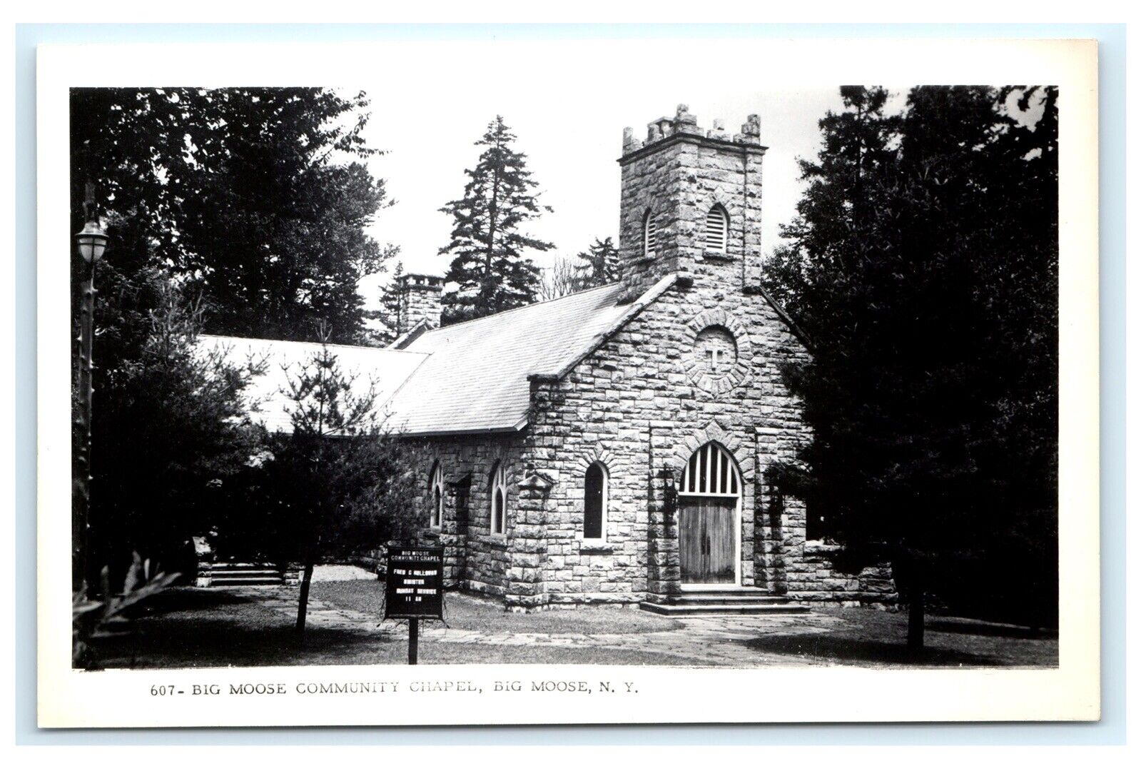 Big Moose NY Adirondacks Community Chapel Herkimer County RPPC Kodak B6