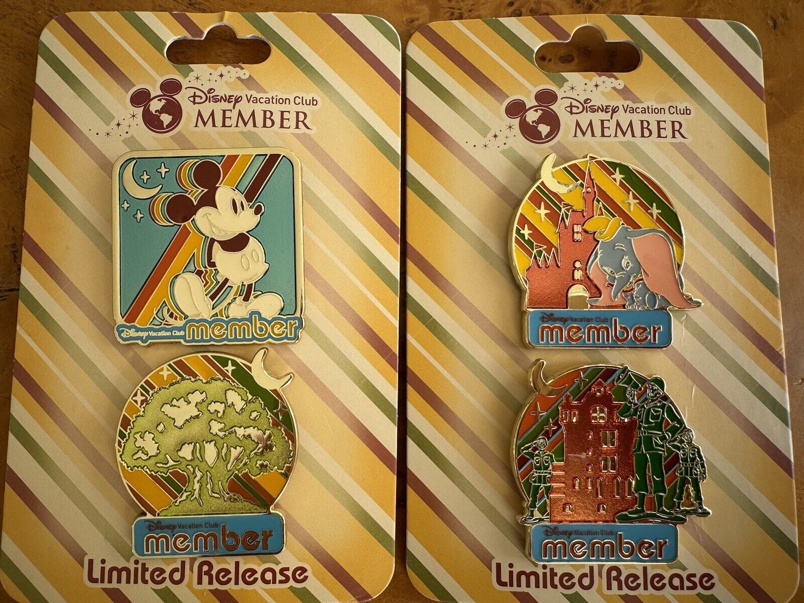 Set of 4 Disney Vacations Club Member Exclusive Pins