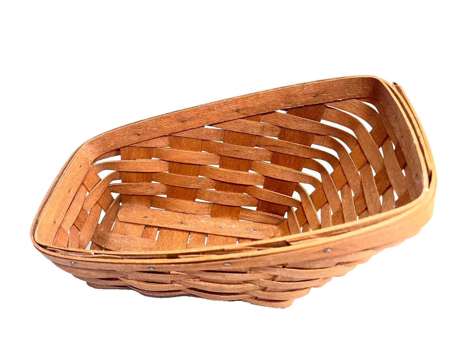 Vintage 1992 Longaberger Handwoven Slanted Basket, Made in USA