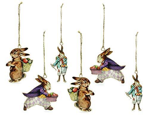 Rabbit Shaped Ornaments Set of 6, Vintage Easter Bunny Decorations