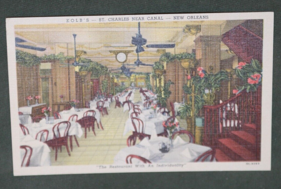 Vintage Postcard: KOLB\'s Restaurant Dining- St. Charles Near Canal - New Orleans