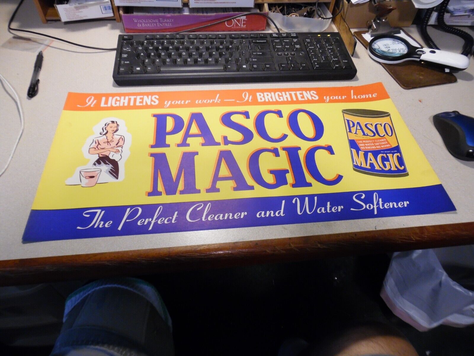 Vintage PASCO MAGIC WATER SOFTENER & CLEANER PAPER SIGN 11.5/22