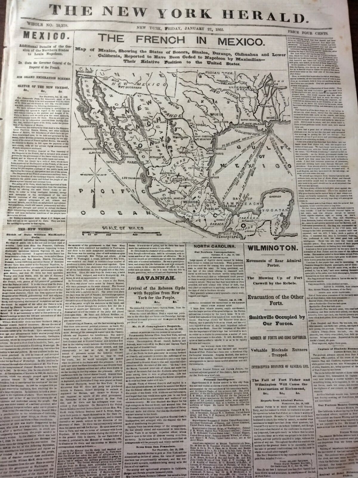 Civil War Newspapers- WILMINGTON-MOVEMENTS OF ADMIRAL PORTER, THE PEACE MISSION