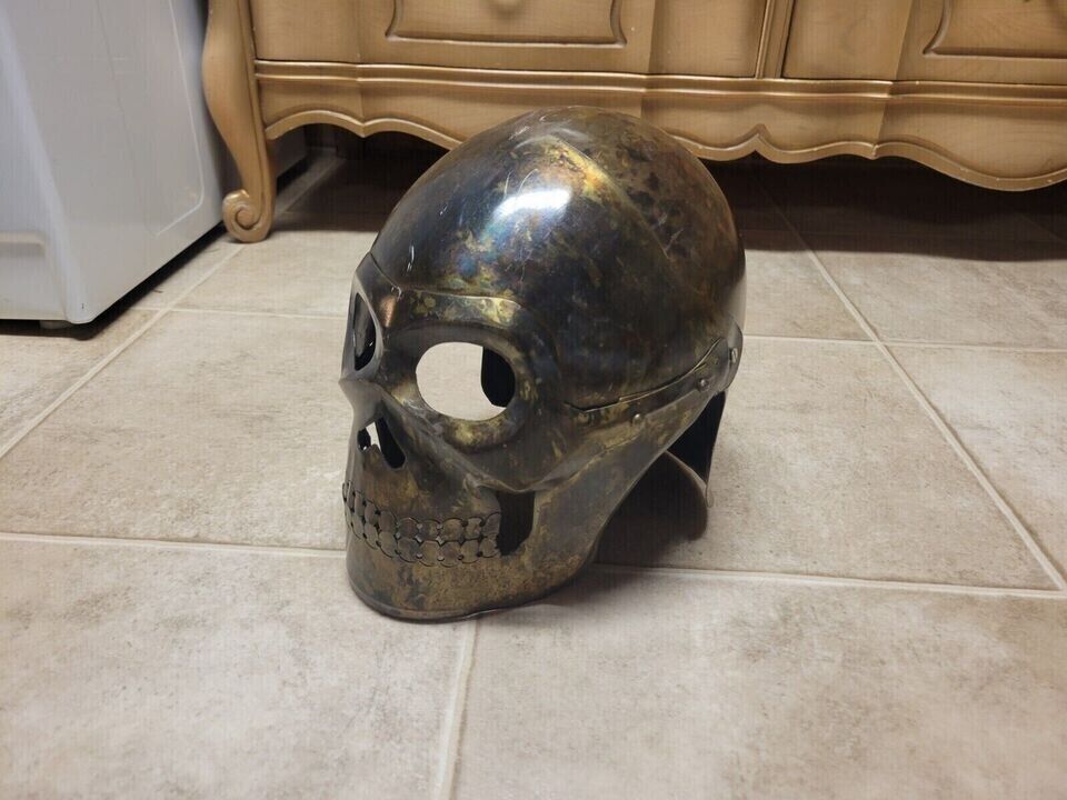 Full-Face Armor Replica Knight Gift Metal Antique Medieval Skeleton Skull Helmet