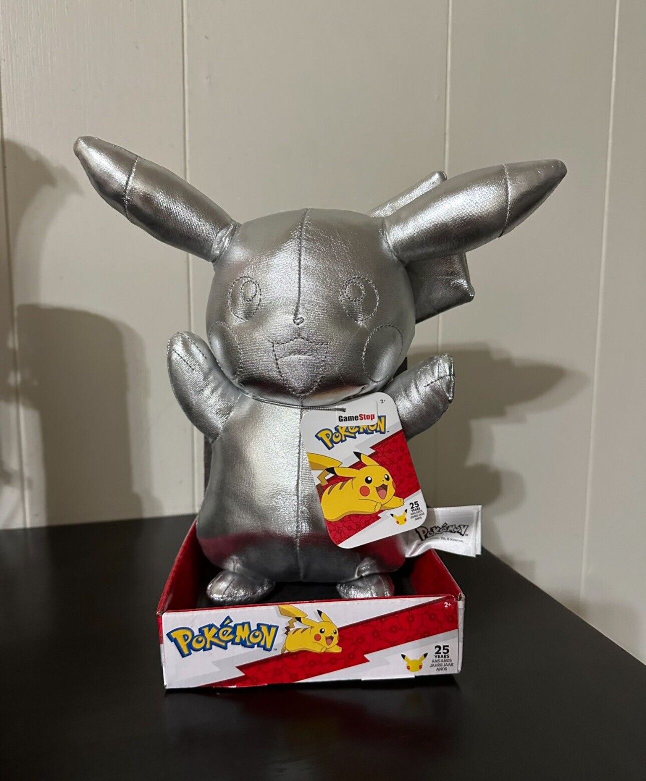 Pokemon Pikachu Plush Silver 25th Anniversary Licensed Jazwares NEW With Tag 10\
