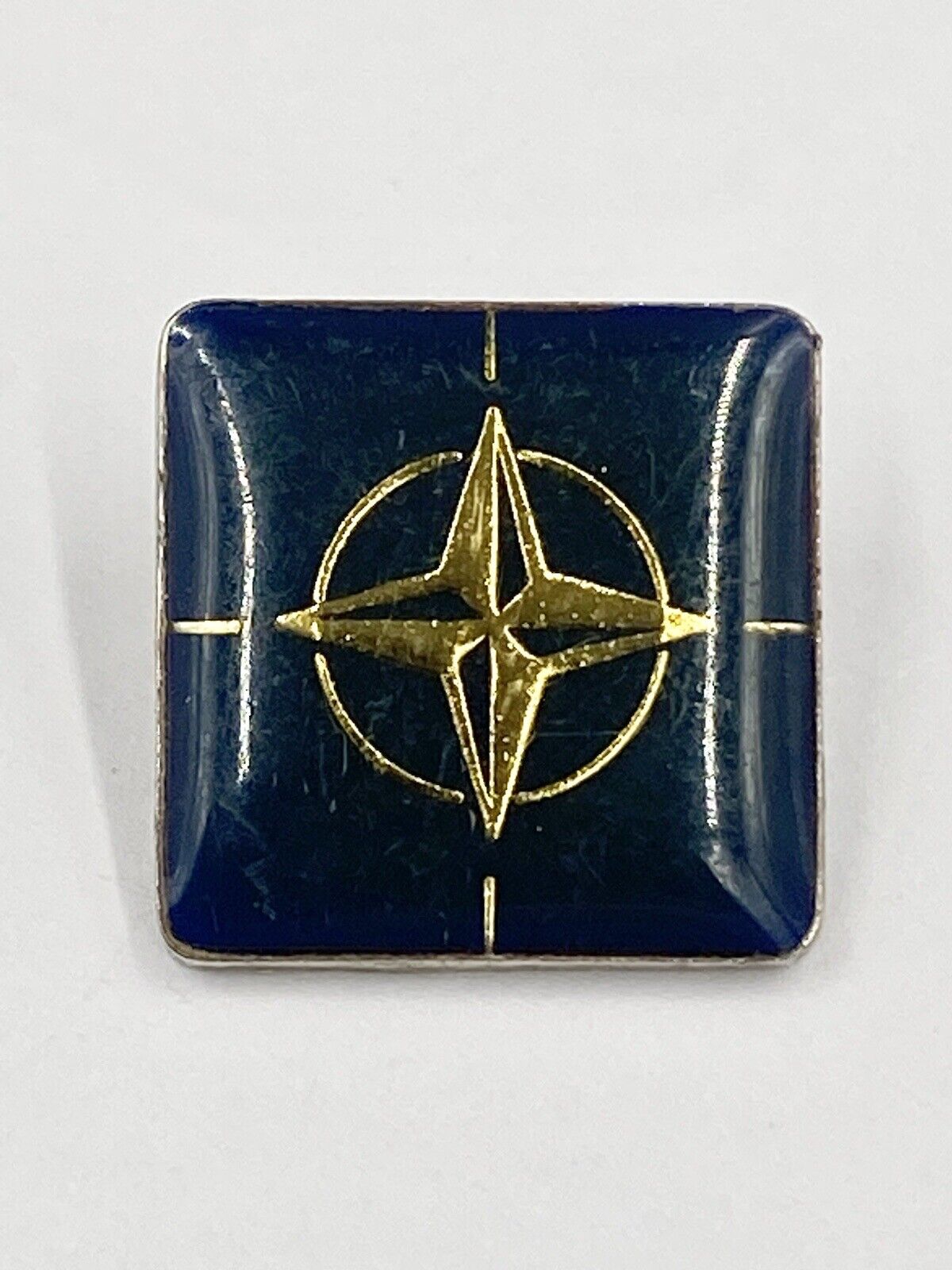 NATO Flag Dark Blue & Gold Colored Square Shaped Lapel Pin