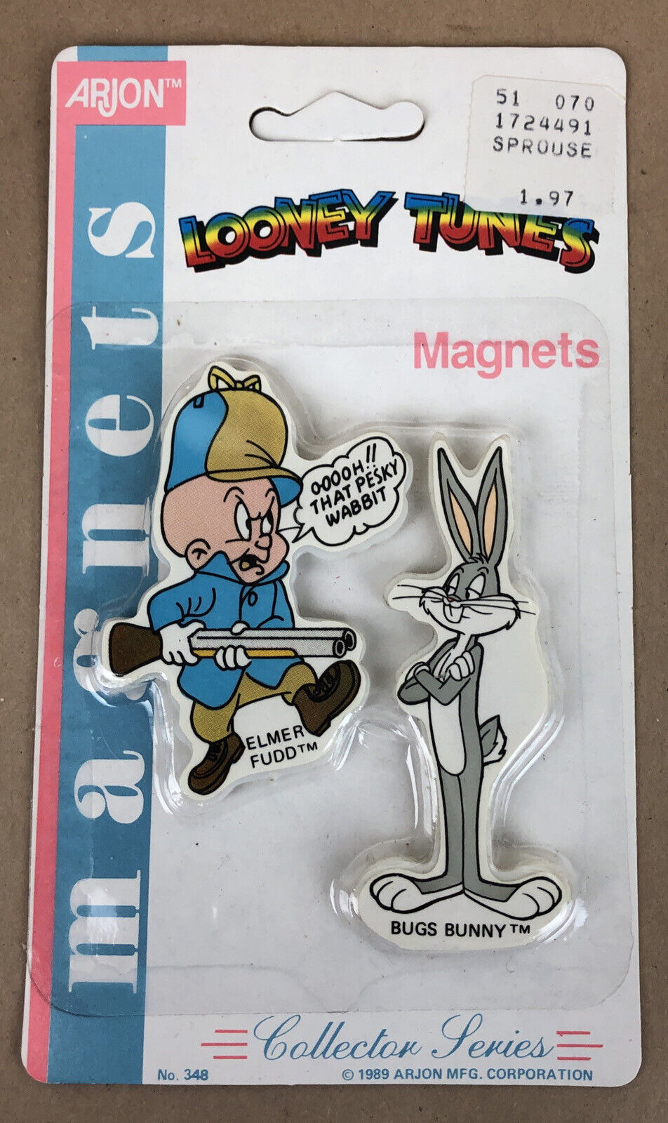 Vintage Arjon Looney Tunes Magnets 1989 Elmer Fudd Bug Bunny That Pesky Wabbit