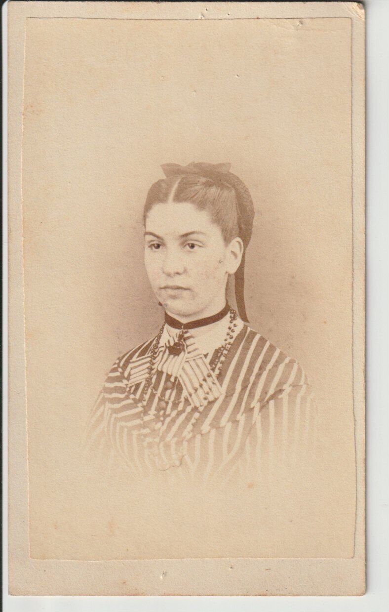 CDV 1860s Lady Mommoth Wagon Dougherty & Cope Traveling Photo Civil War/Post CW