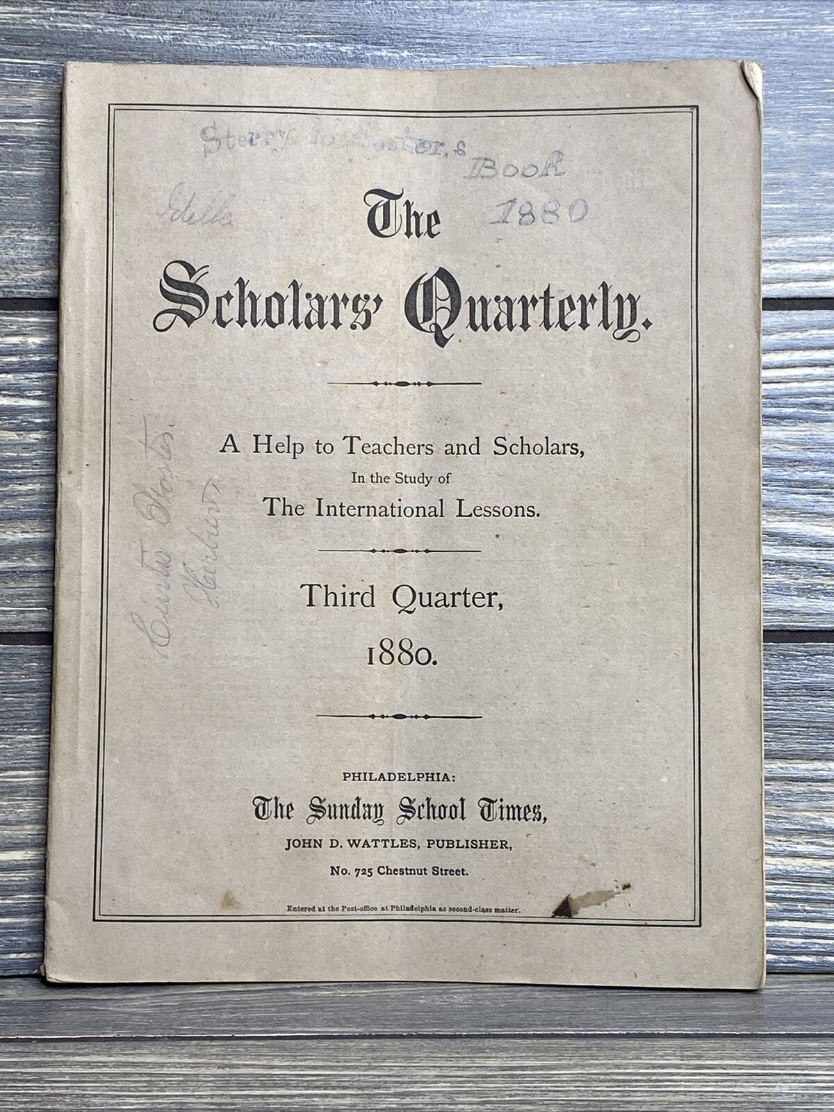 Vintage Sunday School Times 1880 The Scholars Quarterly Paperback Book 