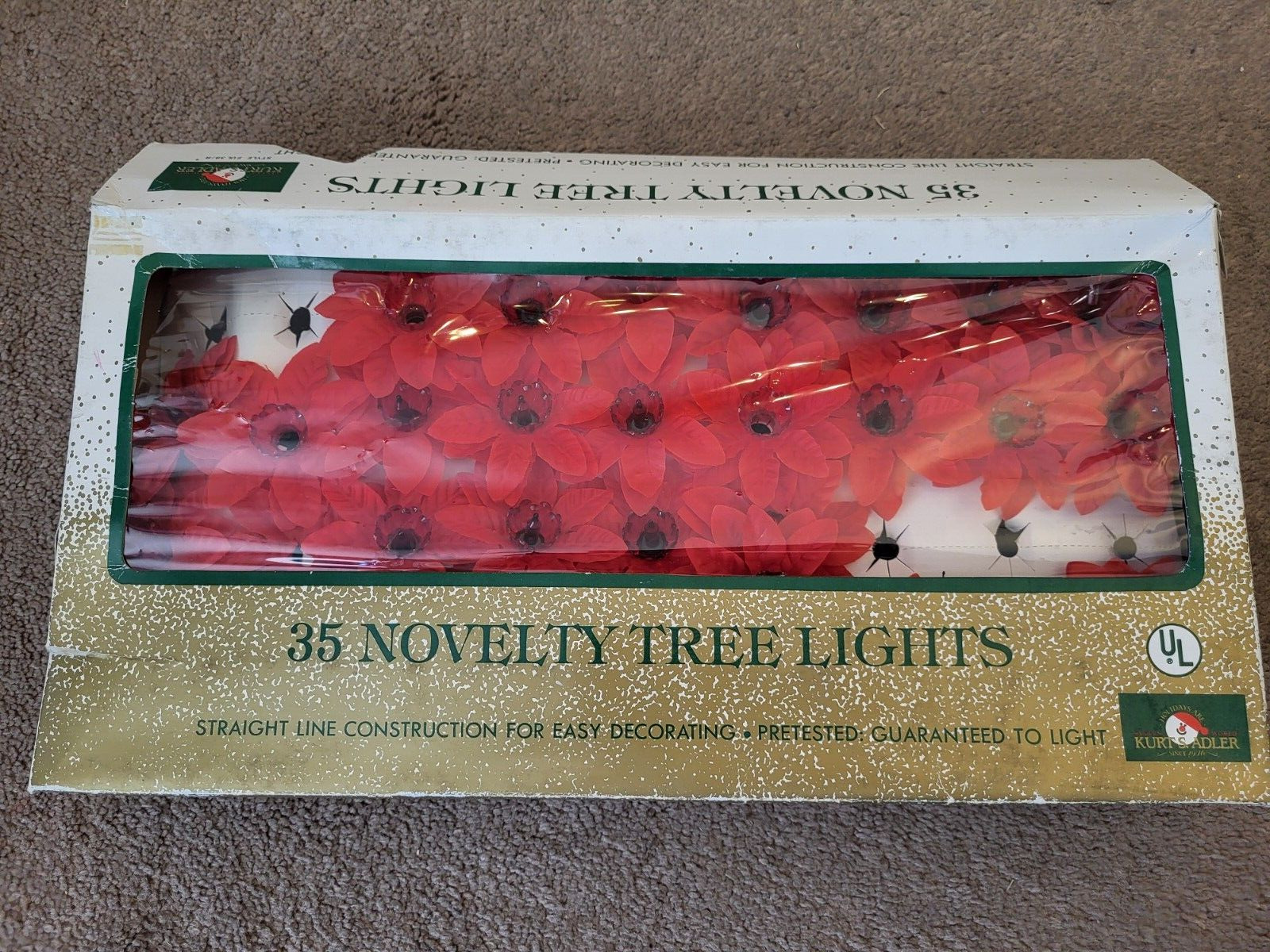 Kurt S. Adler Novelty String Tree Light Set Red Poinsettia Christmas